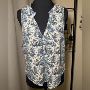 Anthropologie Blue and White Floral Tank Top
